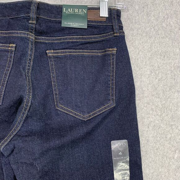 Lauren Ralph Lauren Jeans Womens Size 4 Classic Skinny Curvy Blue Dark Wash - Picture 9 of 12